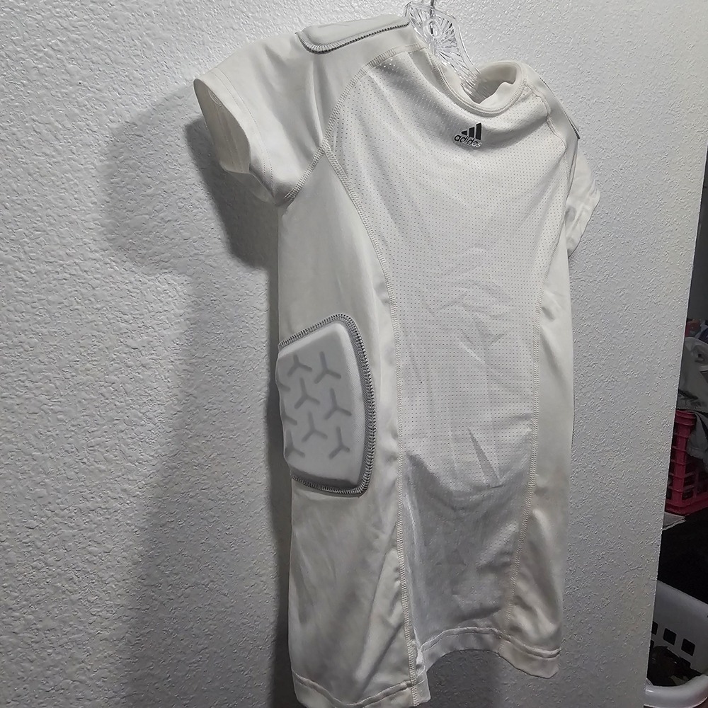 Adidas Kids White Aeroready Padded Football Compression Shirt Size Large L - Picture 2 of 8